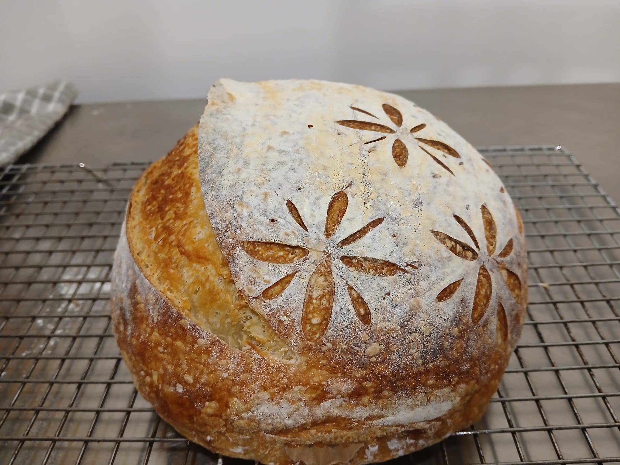 Sourdough country loaf with crispy crust